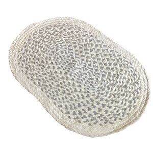Braided Cotton Oval Rug 28 x 43 inches Heather Gray and Off White